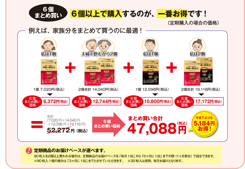 6個以上で購入するのが一番お得です！