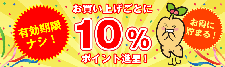 お買い上げごとに10%ポイント進呈！有効期限なし！