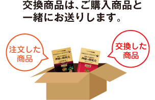 交換商品は、ご購入商品と一緒にお送りします。